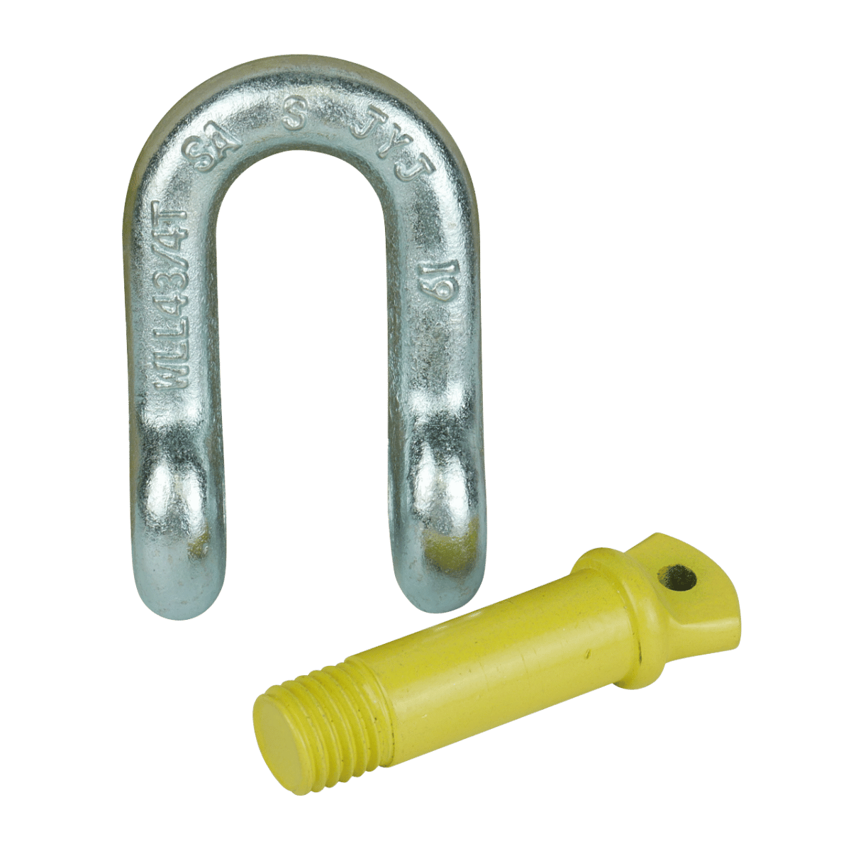 D shackle with yellow screw pin