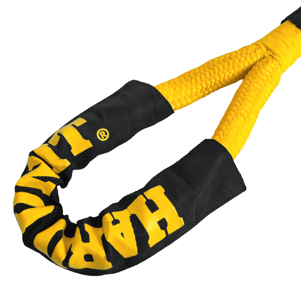 Kinetic recovery rope loop end with reinforced sleeve for off-road towing