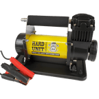 front view of air compressor with battery clamps