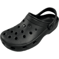 Black off-road clogs with ventilation holes and adjustable heel strap for outdoor comfort and durability