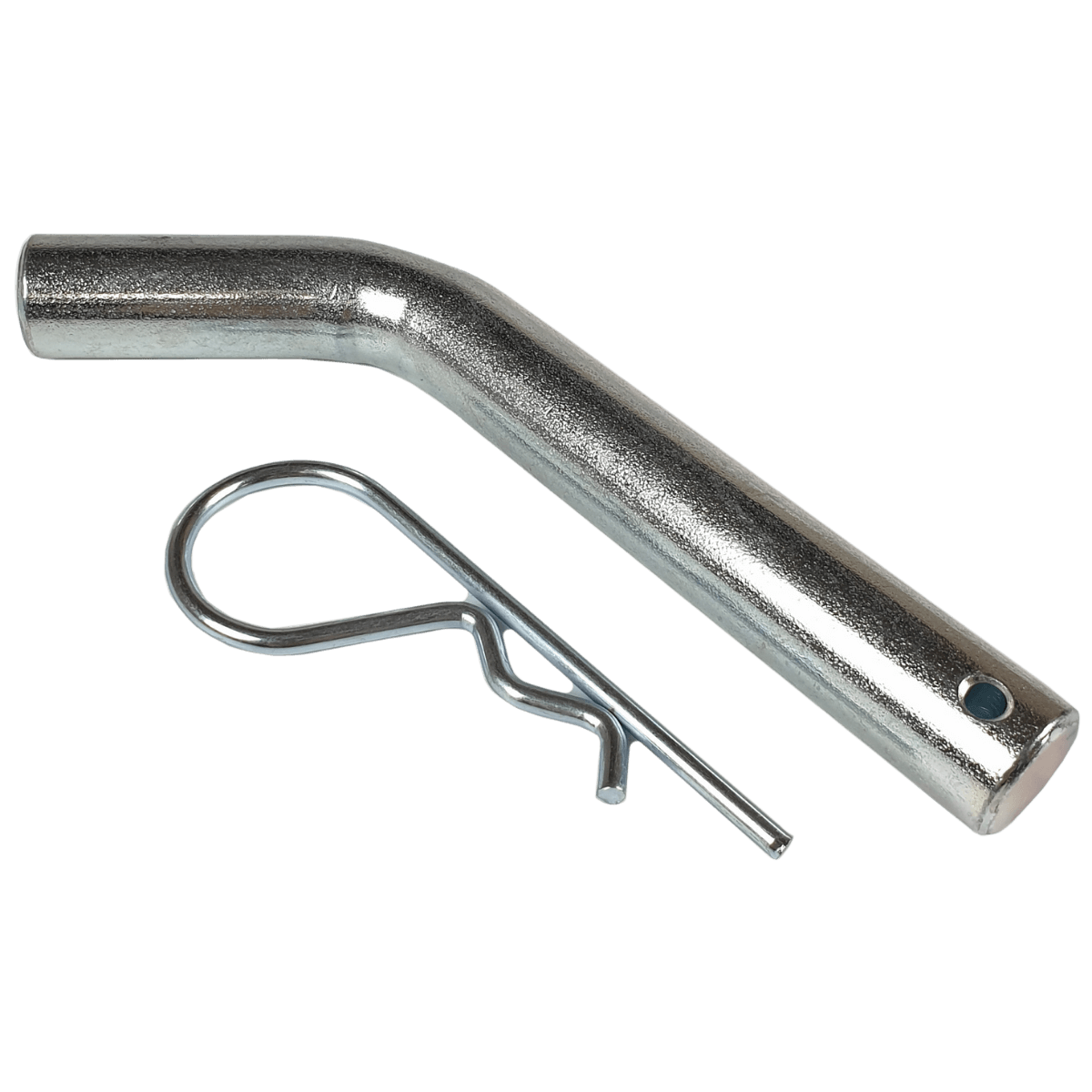 Hitch pin with R clip.