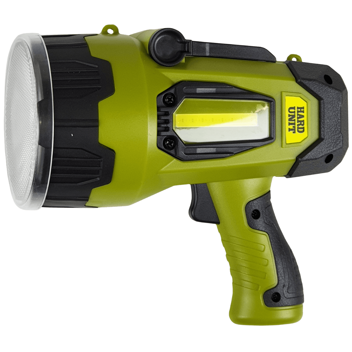 hard unit long distance spotlight torch with side lamp