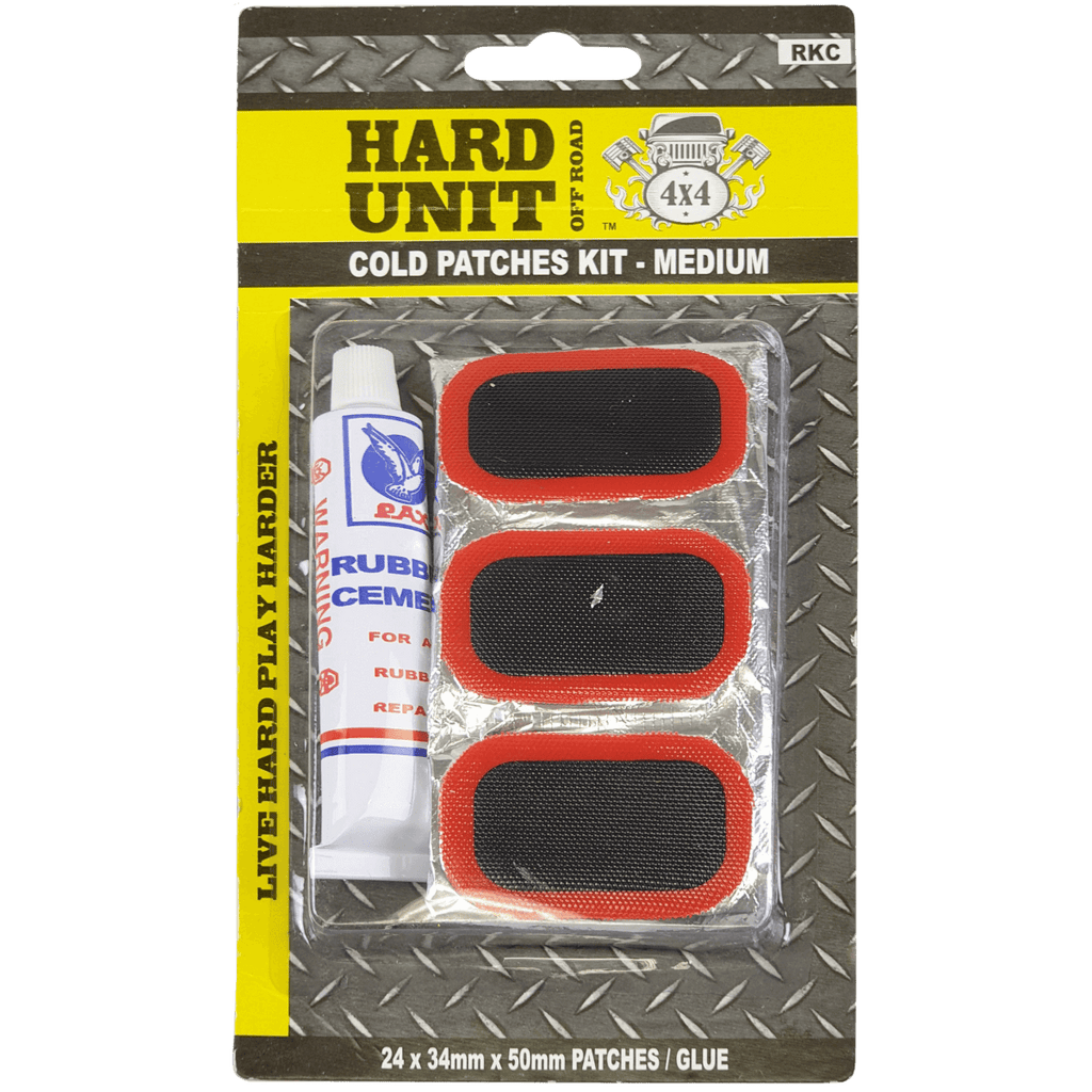 medium tyre repair kit cold patched with rubber cement front view