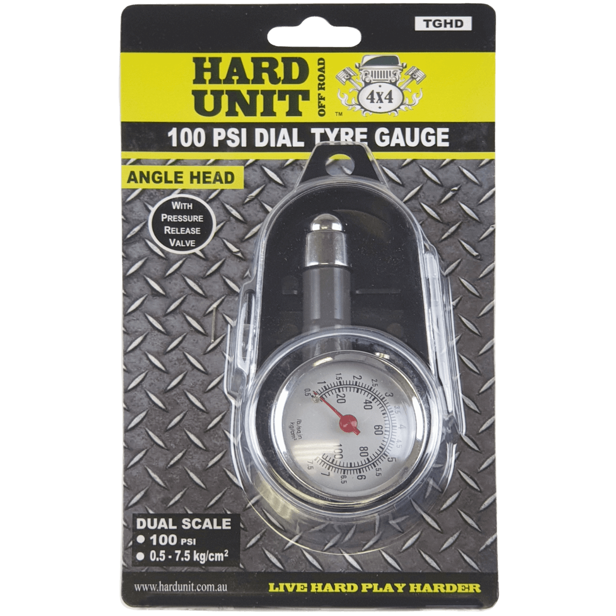 4WD Tyre Gauge 100 PSI in Packaging Front Facing