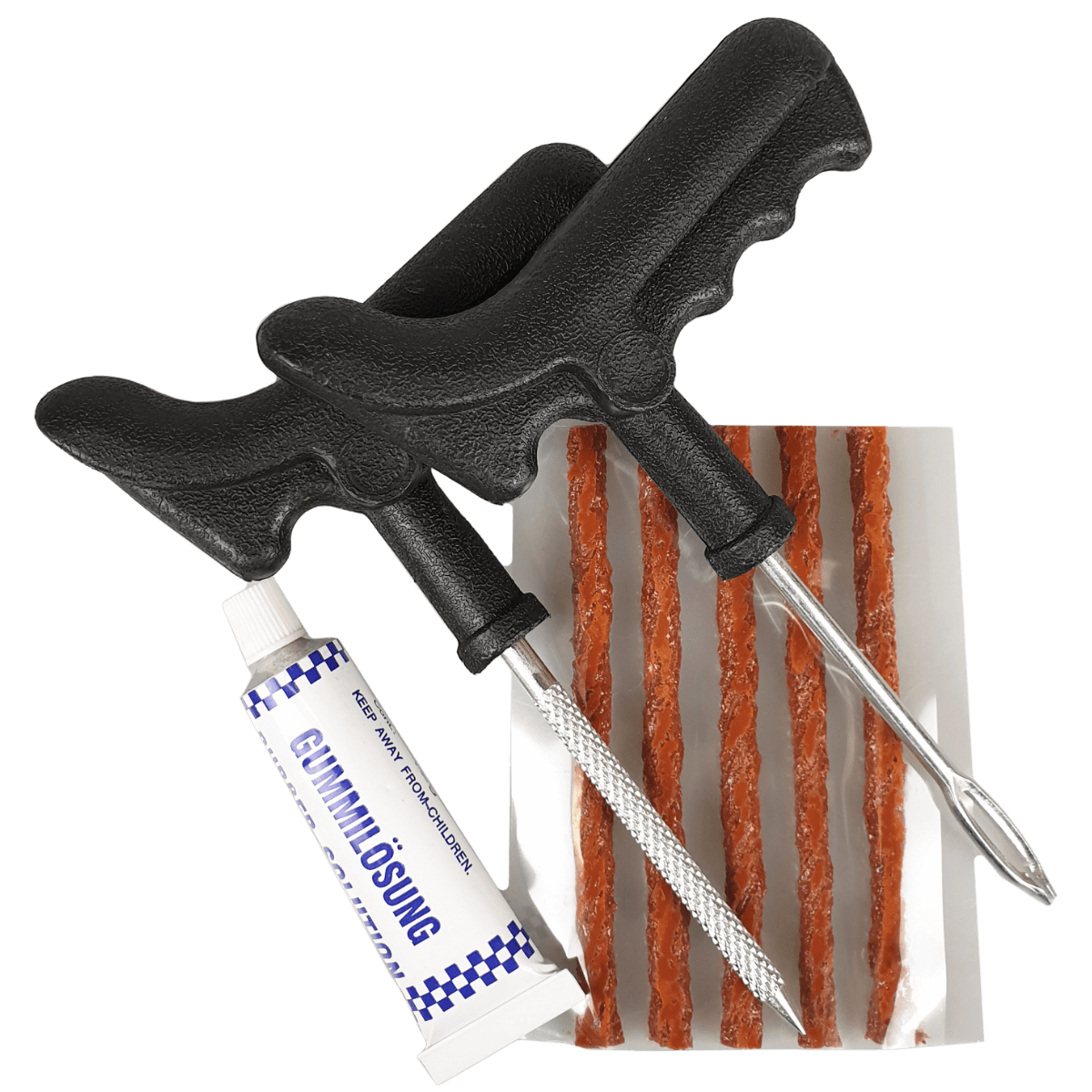 emergency tyre repair glue and tools 