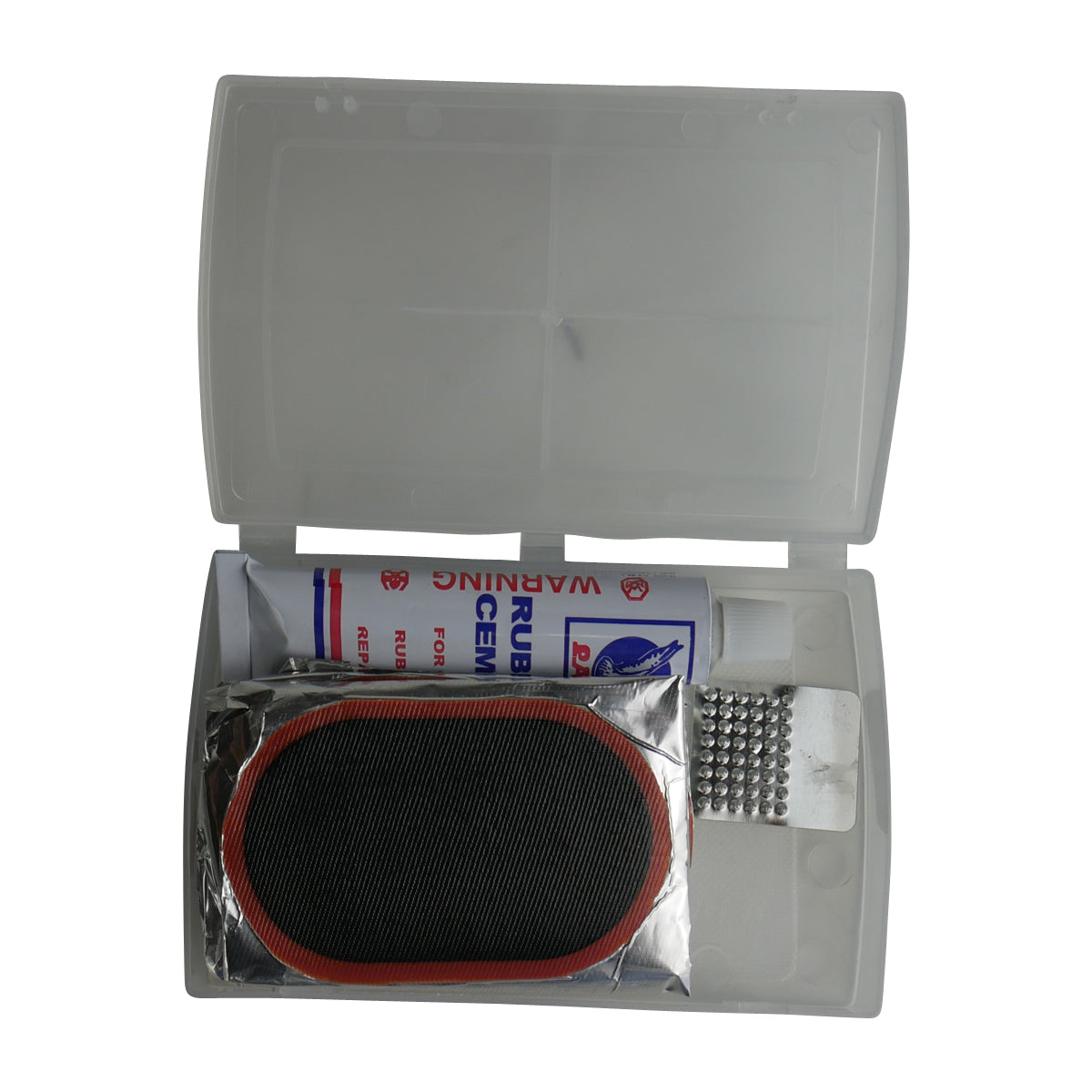 hard unit tyre repair kits in plastic storage box